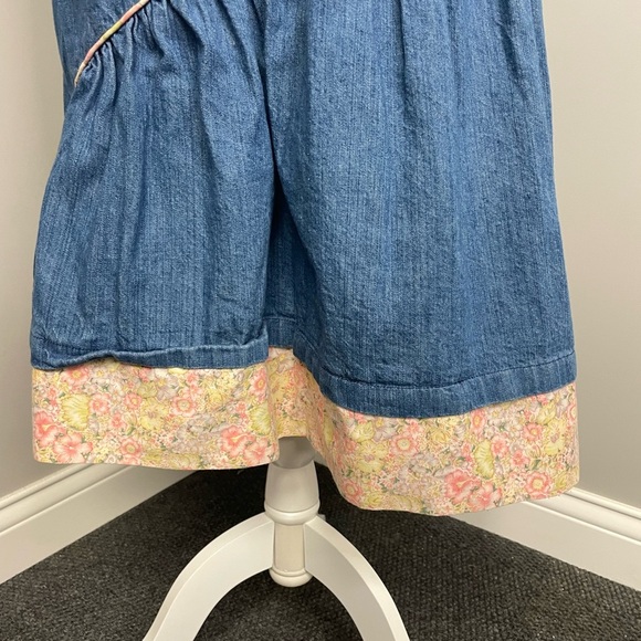 St Barth's Denim Ruffle Puff Sleeve Vintage Womens Dress Size 7/8 80s 90s - Picture 3 of 10